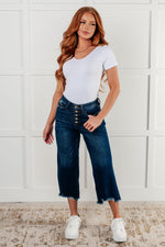 Load image into Gallery viewer, Janice High Rise Button Fly Wide Leg Crop Jeans
