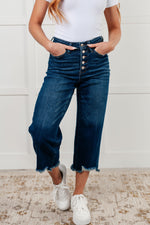 Load image into Gallery viewer, Janice High Rise Button Fly Wide Leg Crop Jeans
