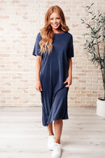 Load image into Gallery viewer, Keeping It Chill Drop Shoulder Maxi Dress in Dark Night
