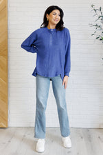 Load image into Gallery viewer, Keeping it Real Brushed Melange Hacci Long Sleeve Tee in Bright Blue
