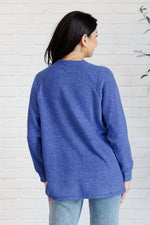 Load image into Gallery viewer, Keeping it Real Brushed Melange Hacci Long Sleeve Tee in Bright Blue
