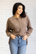 Load image into Gallery viewer, Keeping it Real Brushed Melange Hacci Long Sleeve Tee in Mocha
