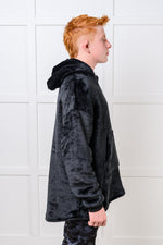 Load image into Gallery viewer, Kids Oversized Hoodie Blanket in Black
