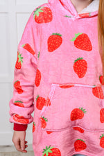 Load image into Gallery viewer, Kids Oversized Hoodie Blanket in Strawberry
