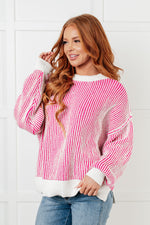 Load image into Gallery viewer, Least High Maintenance Contrast Trim Sweater in Pink
