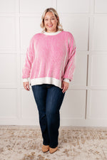 Load image into Gallery viewer, Least High Maintenance Contrast Trim Sweater in Pink
