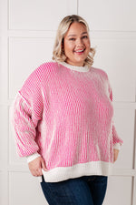 Load image into Gallery viewer, Least High Maintenance Contrast Trim Sweater in Pink
