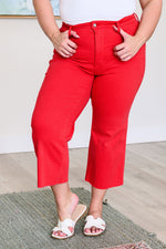 Load image into Gallery viewer, Lisa High Rise Control Top Wide Leg Crop Jeans in Red
