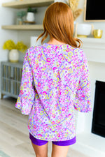 Load image into Gallery viewer, Lizzy Bell Sleeve Top in Lavender Retro Ditsy Floral
