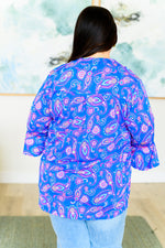 Load image into Gallery viewer, Lizzy Bell Sleeve Top in Royal Paisley
