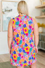 Load image into Gallery viewer, Lizzy Tank Dress in Hot Pink Mixed Floral
