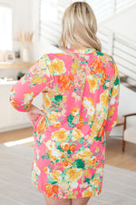 Load image into Gallery viewer, Lizzy Dress in Hot Pink and Yellow Floral
