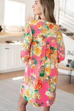 Load image into Gallery viewer, Lizzy Dress in Hot Pink and Yellow Floral
