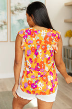 Load image into Gallery viewer, Lizzy Flutter Sleeve Top in Apricot and Red Floral

