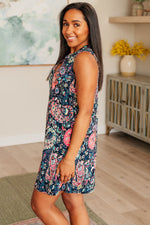Load image into Gallery viewer, Lizzy Tank Dress in Navy, Ivory and Pink Paisley
