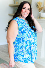 Load image into Gallery viewer, Lizzy Tank Top in Blue Mix Paisley
