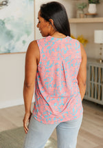 Load image into Gallery viewer, Lizzy Tank Top in Blue and Apricot Paisley
