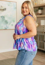 Load image into Gallery viewer, Lizzy Tank Top in Lavender and Blue Watercolor
