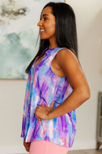 Load image into Gallery viewer, Lizzy Tank Top in Lavender and Blue Watercolor
