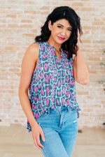 Load image into Gallery viewer, Lizzy Tank Top in Mint and Pink Leopard
