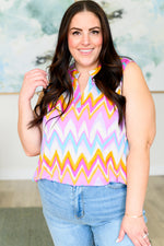 Load image into Gallery viewer, Lizzy Tank Top in Orange Multi Chevron
