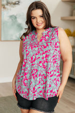 Load image into Gallery viewer, Lizzy Tank Top in Pink and Mint Paisley

