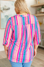 Load image into Gallery viewer, Lizzy Top in Blue and Pink Stripe

