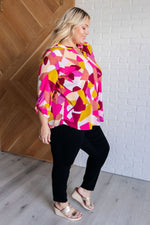 Load image into Gallery viewer, Lizzy Top in Magenta and Mustard Abstract
