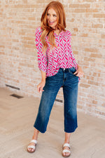 Load image into Gallery viewer, Lizzy Top in Mint and Pink Ikat
