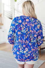 Load image into Gallery viewer, Lizzy Top in Royal and Blush Floral
