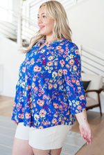 Load image into Gallery viewer, Lizzy Top in Royal and Blush Floral

