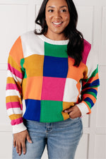 Load image into Gallery viewer, Manifesting Moment Checkered Color Block Sweater
