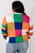 Load image into Gallery viewer, Manifesting Moment Checkered Color Block Sweater
