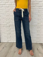 Load image into Gallery viewer, Melanie High Rise Drawstring Wide Leg Jeans
