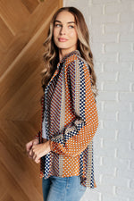 Load image into Gallery viewer, Moderately Mod Polka Dot Button Up Top
