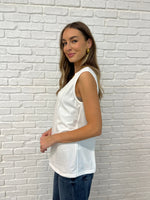 Load image into Gallery viewer, New Normal Pleat Detail Sleeveless Top in White
