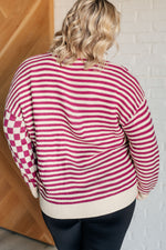 Load image into Gallery viewer, No Brainer Button Down Sweater Knit Cardigan in Magenta/Oatmeal
