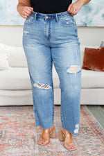 Load image into Gallery viewer, Nora High Rise Rigid Magic Destroy Slim Straight Jeans
