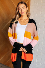 Load image into Gallery viewer, Not Quite Sure Striped Open Front Cardigan
