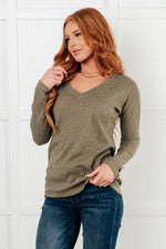 Load image into Gallery viewer, On a Roll Ribbed Knit V Neck Long Sleeve Top
