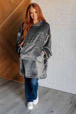 Load image into Gallery viewer, Oversized Velour Blanket Hoodie in Gray
