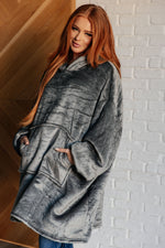 Load image into Gallery viewer, Oversized Velour Blanket Hoodie in Gray
