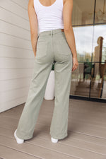 Load image into Gallery viewer, Phoebe High Rise Front Seam Straight Jeans in Sage
