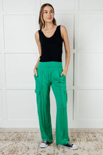 Load image into Gallery viewer, Race to Relax Cargo Pants in Emerald Green
