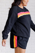 Load image into Gallery viewer, Retro Rainbow Shorts Set in Black
