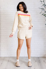 Load image into Gallery viewer, Retro Rainbow Shorts Set in Tan
