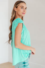 Load image into Gallery viewer, Ruched Cap Sleeve Top in Neon Blue
