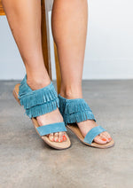 Load image into Gallery viewer, Fringe Star Sandal in Teal
