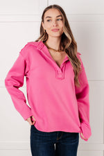 Load image into Gallery viewer, Same Ol&#39; Situation Collared Pullover in Hot Pink
