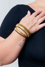 Load image into Gallery viewer, Sassy but Classy Ribbed Bangles in Gold Set of 3
